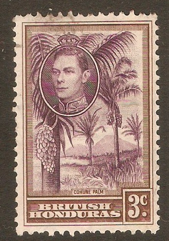 British Honduras 1938 3c Purple and brown. SG152.